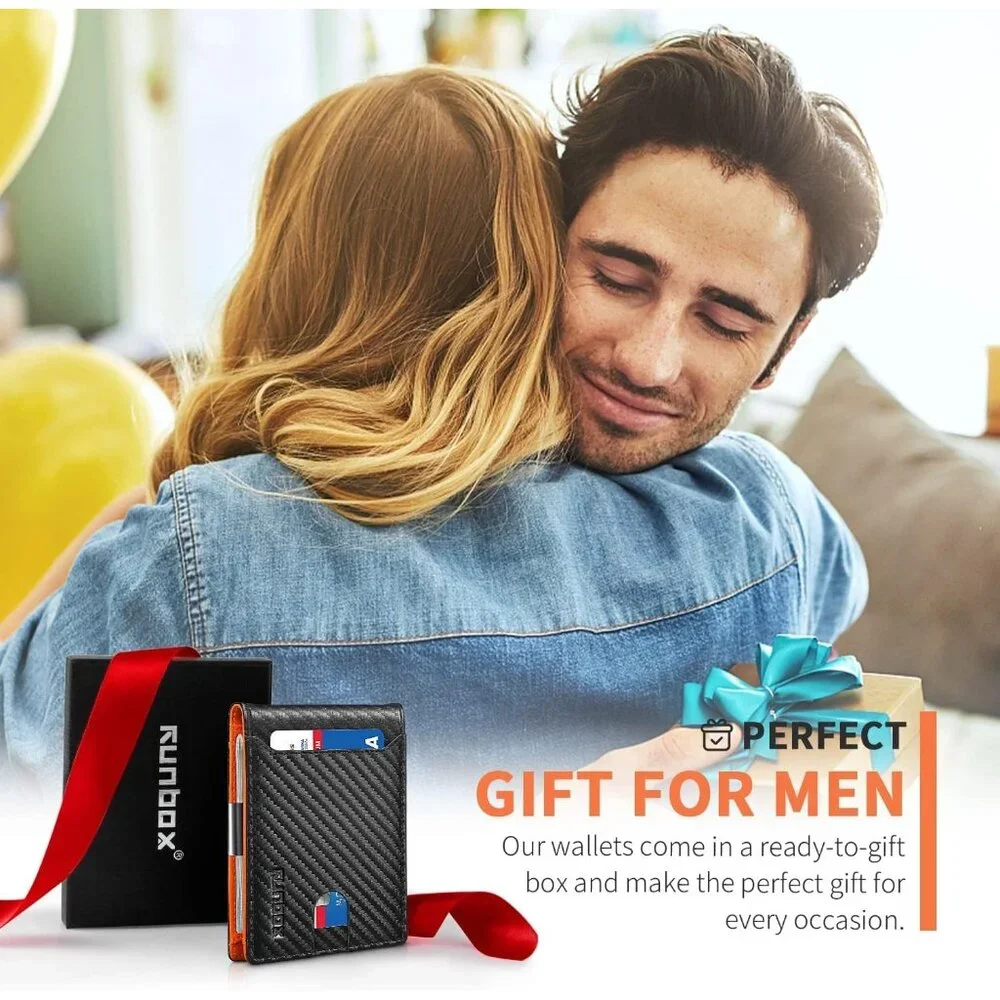 Wallets for Men - Leather Money Clip Mens Wallet - RFID Blocking Front Pocket